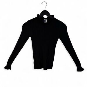 NWT Anne Klein Black Long Sleeve Top with Ruffles